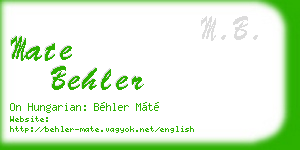mate behler business card
